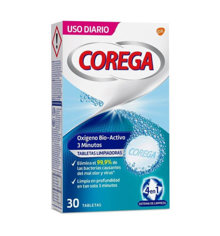 COREGA OXIGENO BIOACTIVO LIMPIEZA PROTESIS DENTAL 30 TABLETAS