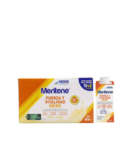 MERITENE FUERZA Y VITALIDAD DRINK 12 BOTELLAS 180 ML SABOR VAINILLA