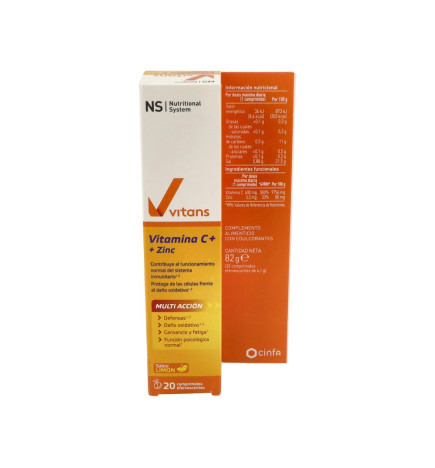 NS VITANS VITAMINA C+ 20 COMPRIMIDOS EFERVESCENTES SABOR LIMON