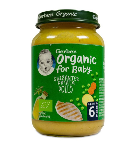 GERBER ORGANIC GUISANTES PATATAS POLLO 1 TARRITO 190 G