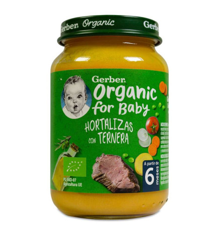 GERBER ORGANIC HORTALIZAS CON TERNERA 1 TARRITO 190 G