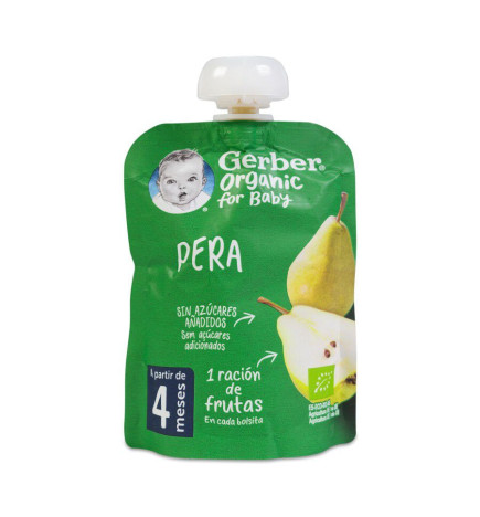 GERBER ORGANIC PERA MANZANA PLATANO 1 POUCH 90 G