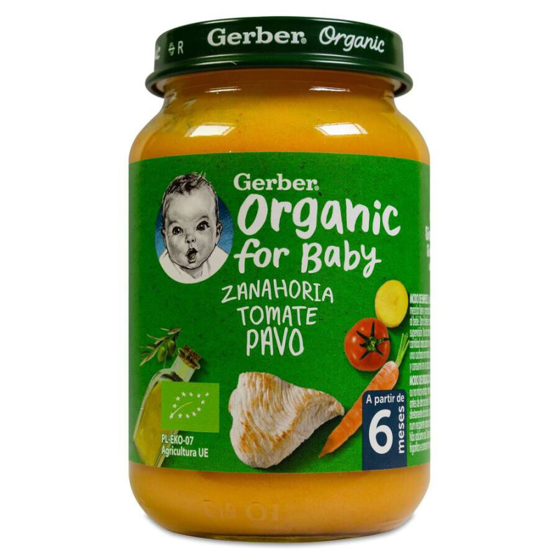 GERBER ORGANIC ZANAHORIA TOMATE PAVO 1 TARRITO 190 G